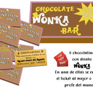 Tableta de chocolates diseño Wonka profesores