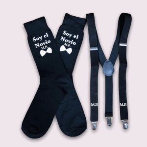 Kit Tirantes y calcetines  personalizados Novios, Padrinos...