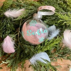 BOLA NAVIDEÑA DE PLUMAS PERSONALIZADA