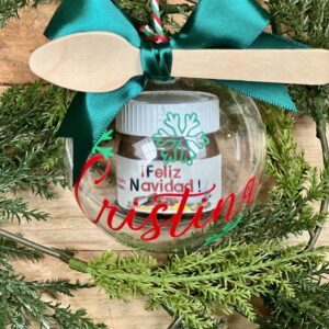 BOLA NAVIDAD TRANSPARENTE PERSONALIZADA CON MINI-NUTELLA